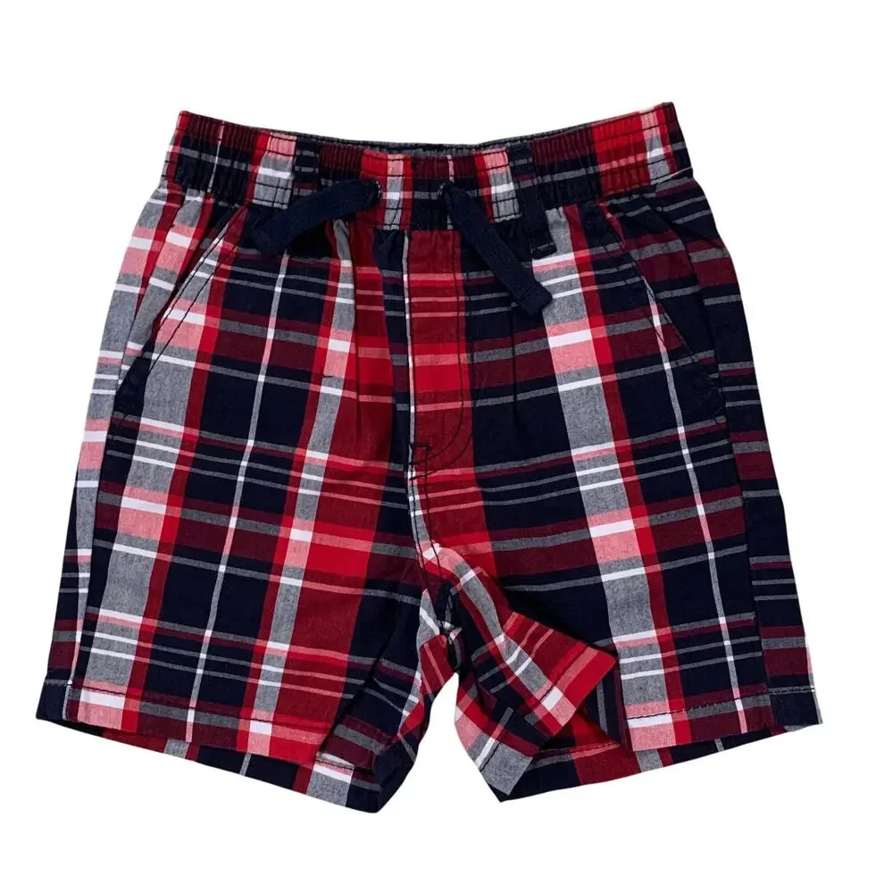 NWT Gymboree Boys Patriotic Truck Applique Tank & Plaid Jogger Shorts